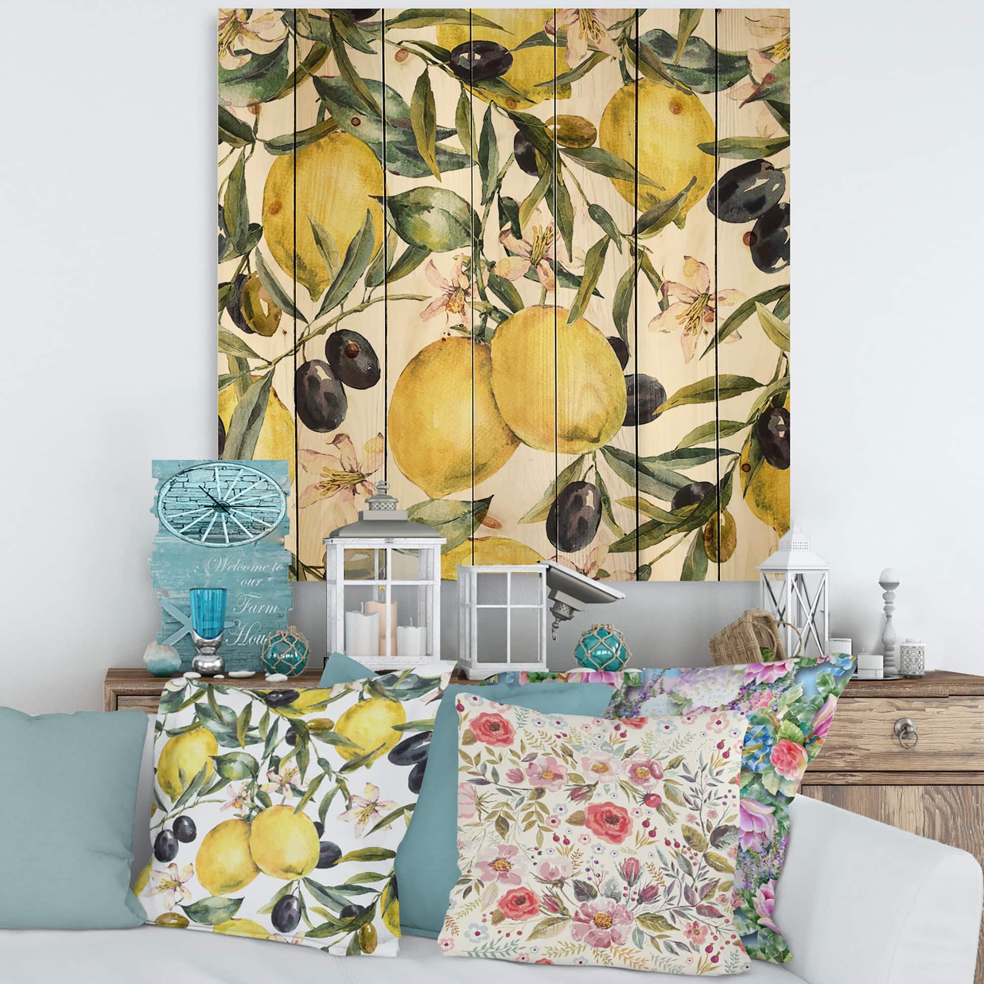 Designart - Lemon and Olive Branches I